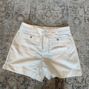 LOFT White High-Waist Back-Pocket Shorts